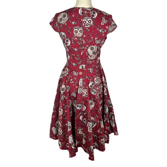 Hell Bunny Calavera Day of The Dead Flare Dress Sugar Skull Size Small NEW! - Picture 5 of 10